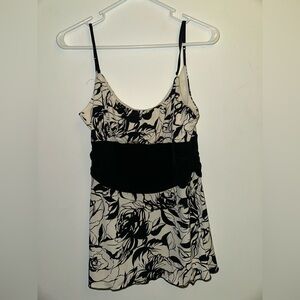 Floral Black and Cream Top